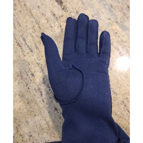 New! Vintage Size M/L 7.5 Blue Cotton Stretch Formal 9.5" Gloves Braided Cuff - Picture 14 of 16